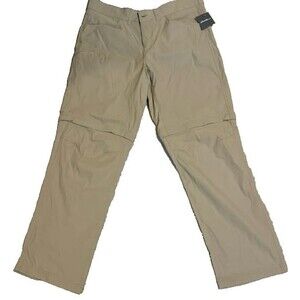 NEW Eddie Bauer Rainier Convertible Cargo Pants Men 36x32 Beige Khaki Hiking